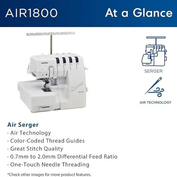 Brother AIR1800 Air Serger with Jet Air Threading, 2/3/4 Thread, LED Lit Work Area