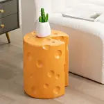 Cheese Shaped Resin Footrest Stool, Creative Cartoon Accent Seat for Bedroom Decor, Lightweight Garden Ottoman Side Table with Anti-Slip Base, Easy Care Home Furniture Accessory