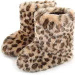 Women's Faux Fur Boots Furry Snow Boots Fuzzy Winter Shoes Fluffy Mid-Calf Flat Boots