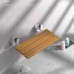Shower Bench Modern Wood Folding Shower Seat Bench Brushed Wall Mounted Shower Bench Entryway Shoe-Changing Stool(Silver)