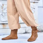 Syktkmx Mens Renaissance Boots Slip on Lace Up Medieval Cosplay Western Pirate Viking Tied Halloween Cuff Shoes