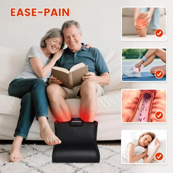 Viconor Red Light Therapy for Feet, Red Light Therapy Shoe Wraps for Feet and Ankle Neuropathy Relief - Portable Infrared Light Therapy Device for Foot & Ankle, Zipper Removable Adjustable Timer