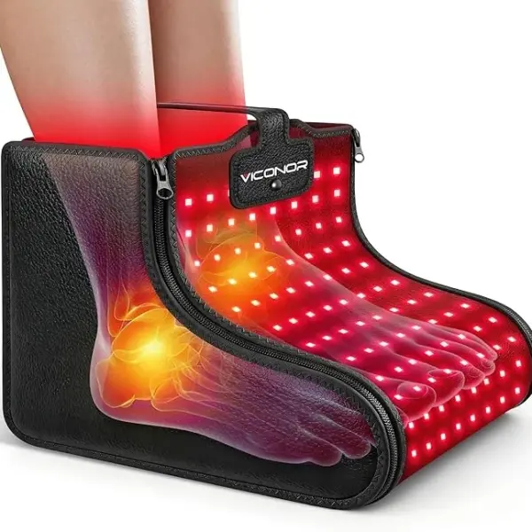 Viconor Red Light Therapy for Feet, Red Light Therapy Shoe Wraps for Feet and Ankle Neuropathy Relief - Portable Infrared Light Therapy Device for Foot & Ankle, Zipper Removable Adjustable Timer