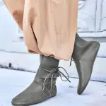 Syktkmx Mens Renaissance Boots Slip on Lace Up Medieval Cosplay Western Pirate Viking Tied Halloween Cuff Shoes