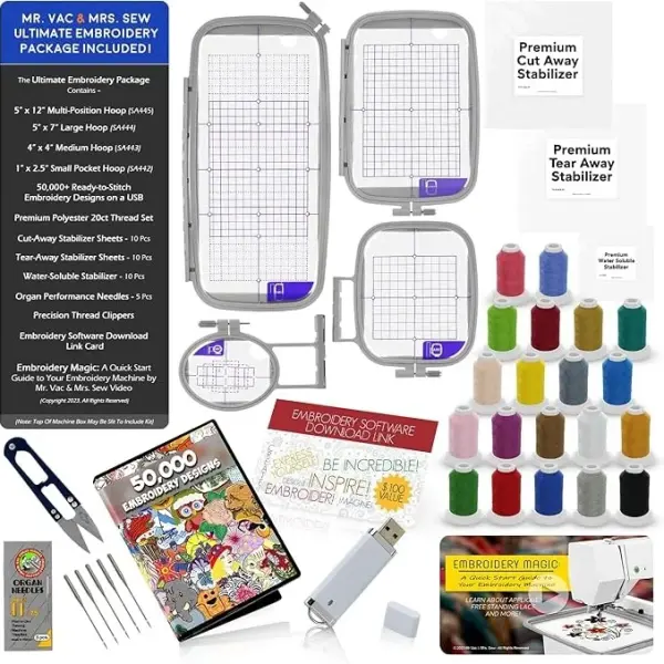 Brother SE2000 Sewing and Embroidery Machine Bundle - 5" x 7" Field, Cuts Jump Stitches, Wireless LAN, Includes 4 Hoops, 20 Premium Threads, Stabilizer Sheets, 50,000+ Designs, Accessories & More