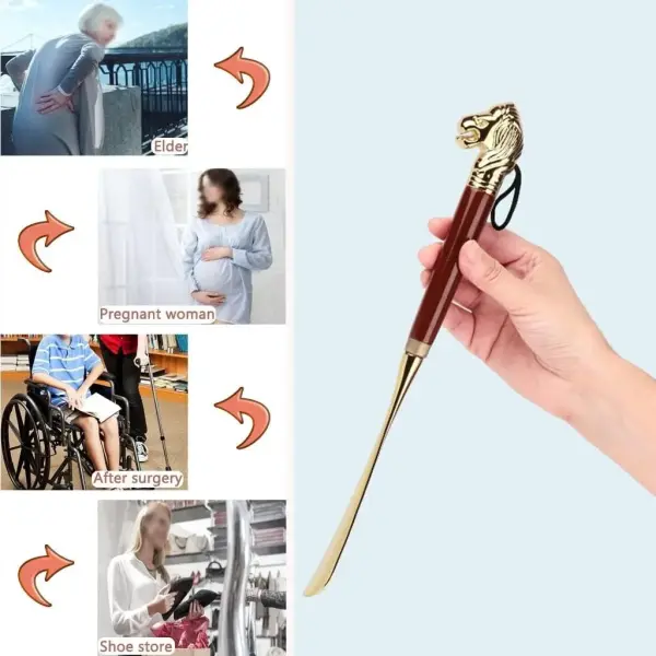 Long Handle Shoe Horn for Seniors - Premium Shoe Lifter & Helper, Includes Short Handle Option & Storage Bag, Easy Grip 31x3.5cm Design for Effortless Shoe Wearing