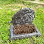 Rust Brown Cast Iron Hedgehog Shoe Brush - 6.6 Inch Height with Heavy Duty Bristles, Decorative Home Accessory for Shoe Cleaning HC3101