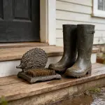 Rust Brown Cast Iron Hedgehog Shoe Brush - 6.6 Inch Height with Heavy Duty Bristles, Decorative Home Accessory for Shoe Cleaning HC3101