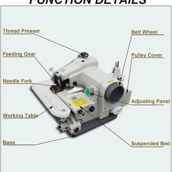 Portable Blind Stitch Hemming Sewing Embroidery Machine 1200rpm Speed 3-8mm Needle Pitch Hemming Pants Pedal 10 Needles