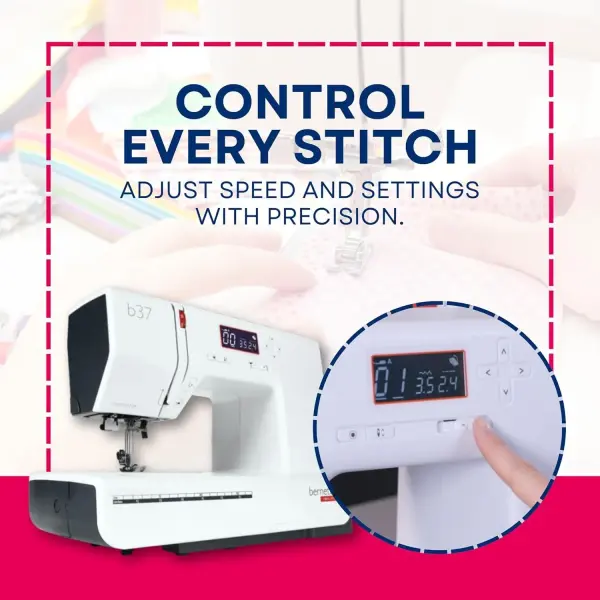 Bernette B37 Computerized Sewing Machine with 60-Piece Northern Lights Thread Set | Advanced Sewing & Quilting | LCD Display, Memory Function, 50 Built-in Stitches | Adjustable Speed