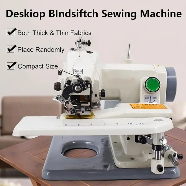 Portable Blind Hemming Machine 1200RPM, Adjustable Stitch Pitch 3-8mm, Single Needle Chain Stitcher for Pants Cuffs, Includes Foot Pedal & Needles, Compact Electric Sewing Tool