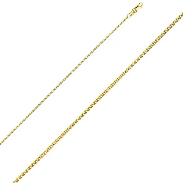 Ioka 14K Yellow Gold Twisted Cornicello Italian Fortune Horn Charm Pendant with 1.2mm Flat Open Wheat Chain Necklace