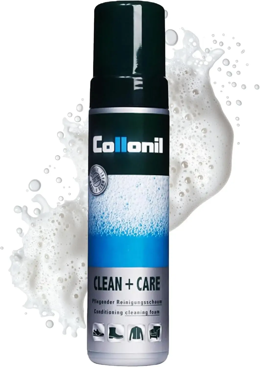 Collonil Clean & Care Shoe & Leather Cleaner XL 6.76 fl oz - Cleaning Foam – Sneaker Cleaner for Leather, Suede, Textile & Synthetic Materials | Universal Use | Made in Germany
