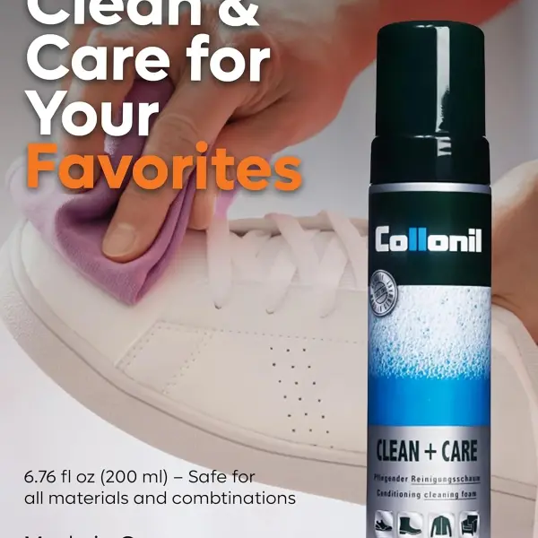 Collonil Clean & Care Shoe & Leather Cleaner XL 6.76 fl oz - Cleaning Foam – Sneaker Cleaner for Leather, Suede, Textile & Synthetic Materials | Universal Use | Made in Germany