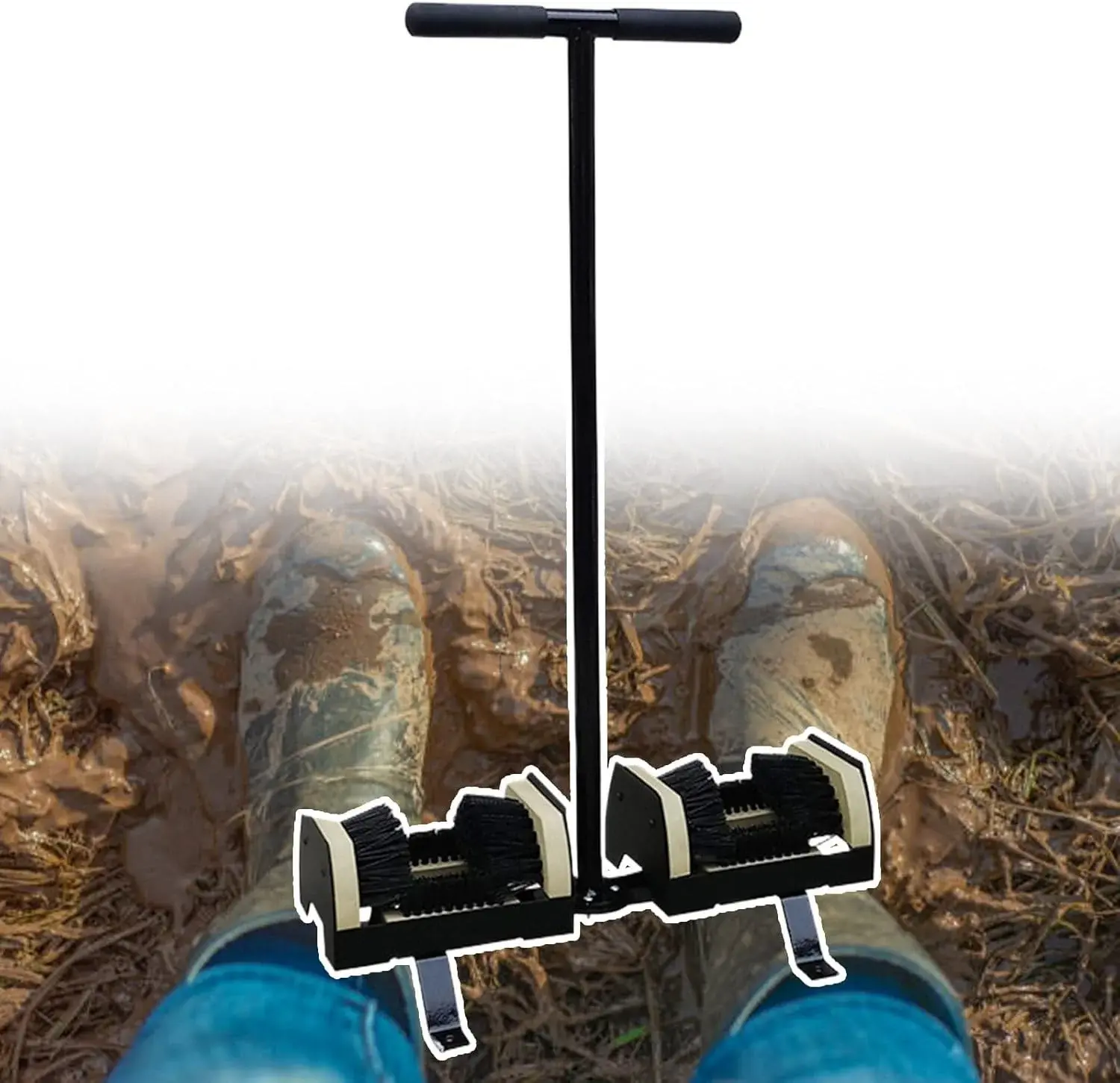 Double-Sided Boot Scraper with Stiff Bristles - Ultimate Mud Remover for Rain Boots, Hiking Shoes, and Cleats - Perfect for Farms, Gardens, and Outdoor Entrances
