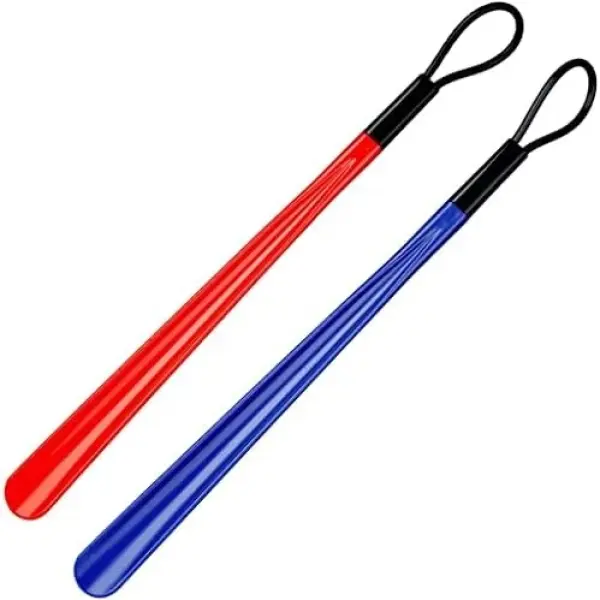 Long Handle Shoe Horn for Women & Seniors - Colorful Soft Rubber Grip, Durable ABS Construction, Easy Storage & Comfort - Ideal Shoe Lifter for Effortless Wear