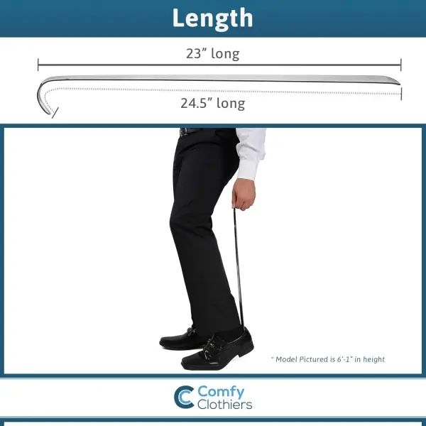 Comfy Clothiers - 23-inch Long Handle Steel Shoe Horn - Multifunctional Stainless Steel for Men, Women, Seniors - 100% Stainless Steel Shoehorn for Shoes & Boots
