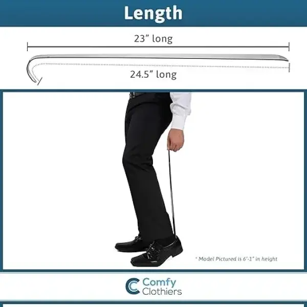 Comfy Clothiers - 23-inch Long Handle Steel Shoe Horn - Multifunctional Stainless Steel for Men, Women, Seniors - 100% Stainless Steel Shoehorn for Shoes & Boots