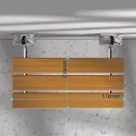 Shower Bench Modern Wood Folding Shower Seat Bench Brushed Wall Mounted Shower Bench Entryway Shoe-Changing Stool(Black)