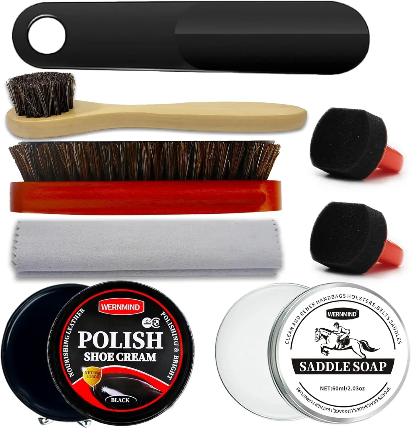Black Brown Shoe Polish Kit Saddle Soap Mink Oil Shoe Shine Kit Boots Leather Conditioner Cream Wax Care Set