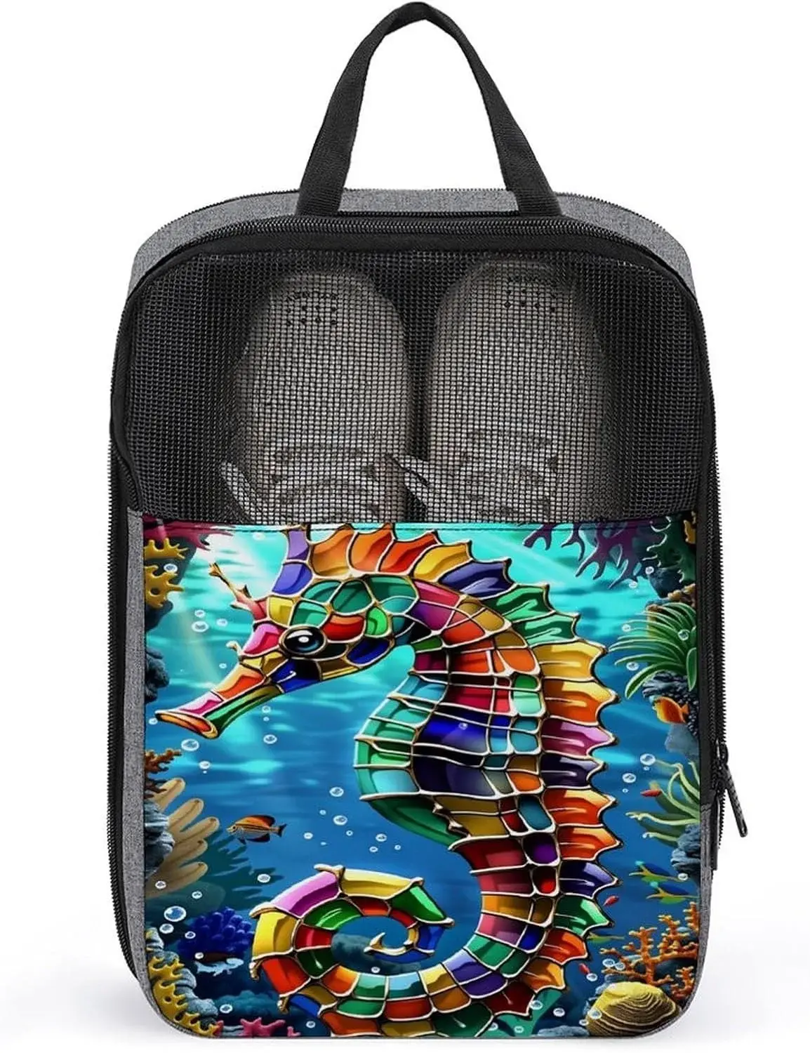 Ocean Seahorse 52 Shoe Bag Travel Shoe Storage Pouch Portable Shoes Bags with Zipper Handle 13.7X9.4 In
