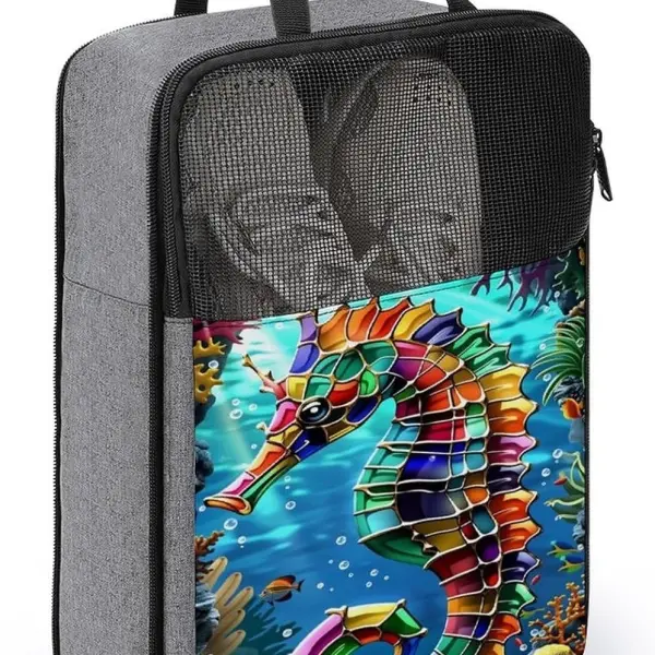 Ocean Seahorse 52 Shoe Bag Travel Shoe Storage Pouch Portable Shoes Bags with Zipper Handle 13.7X9.4 In