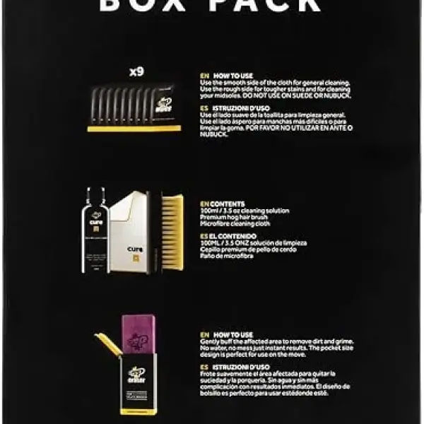 Crep Protect Shoe Care Pack - COMPACT Premium Sneaker Cleaning Kit with 9 x Sneaker Wipes, 1 x Suede & Nubuck Eraser, 3.38 Oz Cleaning Solution, Microfibre Cloth & Brush