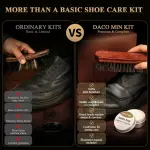13-Pcs Complete Shoe Shine Kit & Leather Boot Care and Cleaning Kit - 100% Horsehair Brushes, Mink Oil, Saddle Soap, Shoe Polish Kit with Manual & Travel Case - Gift for Dad Husband Father