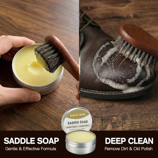 13-Pcs Complete Shoe Shine Kit & Leather Boot Care and Cleaning Kit - 100% Horsehair Brushes, Mink Oil, Saddle Soap, Shoe Polish Kit with Manual & Travel Case - Gift for Dad Husband Father