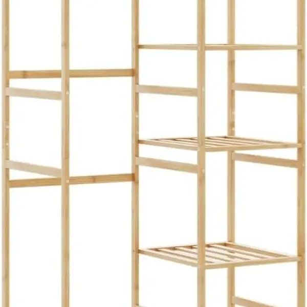 Natural Bamboo Clothes Rack 39.4 x 19.7 x 72.6 Inches, Ample Storage for Clothes Shoes Accessories, Durable Minimalist Design for Bedroom Hallway, Easy Care Versatile