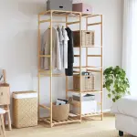 Natural Bamboo Clothes Rack 39.4 x 19.7 x 72.6 Inches, Ample Storage for Clothes Shoes Accessories, Durable Minimalist Design for Bedroom Hallway, Easy Care Versatile