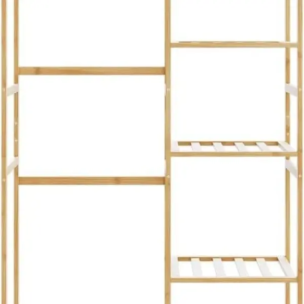 Natural Bamboo Clothes Rack 39.4 x 19.7 x 72.6 Inches, Ample Storage for Clothes Shoes Accessories, Durable Minimalist Design for Bedroom Hallway, Easy Care Versatile
