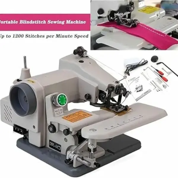 Portable Desktop Blind Hem Sewing Machine, Compact Stitcher for Dress Skirt Coat Curtain Repair, Professional Grade Invisible Stitching Tool for Home Tailoring and Fabric Projects