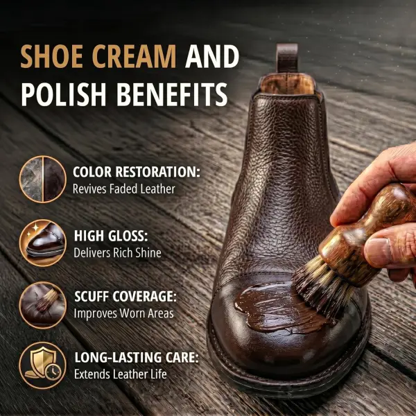 Eagle Shoe Cream Polish Kit – 3 Piece Boot & Shoe Polish with Shoe Cream, Shine Cloth & Applicator