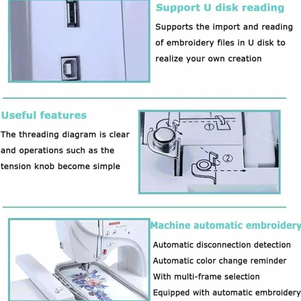 Electric Mini Sewing Machine Portable, Electric Embroidery Machine, Automatic Sewing Machine 158 Built-In Designs, With Large Lcd Touchscreen, Diy Embroidery Tool
