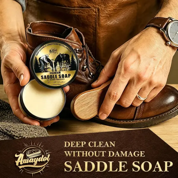 Leather Boot Care Kit – Mink Oil,Saddle Soap for Leather, Applicators & Sponge,Flannel bag – Leather Care Kit,Boot Cleaning Kit,Leather Shoe Care Kit for Cowboy Boots,Work Boots,Shoes