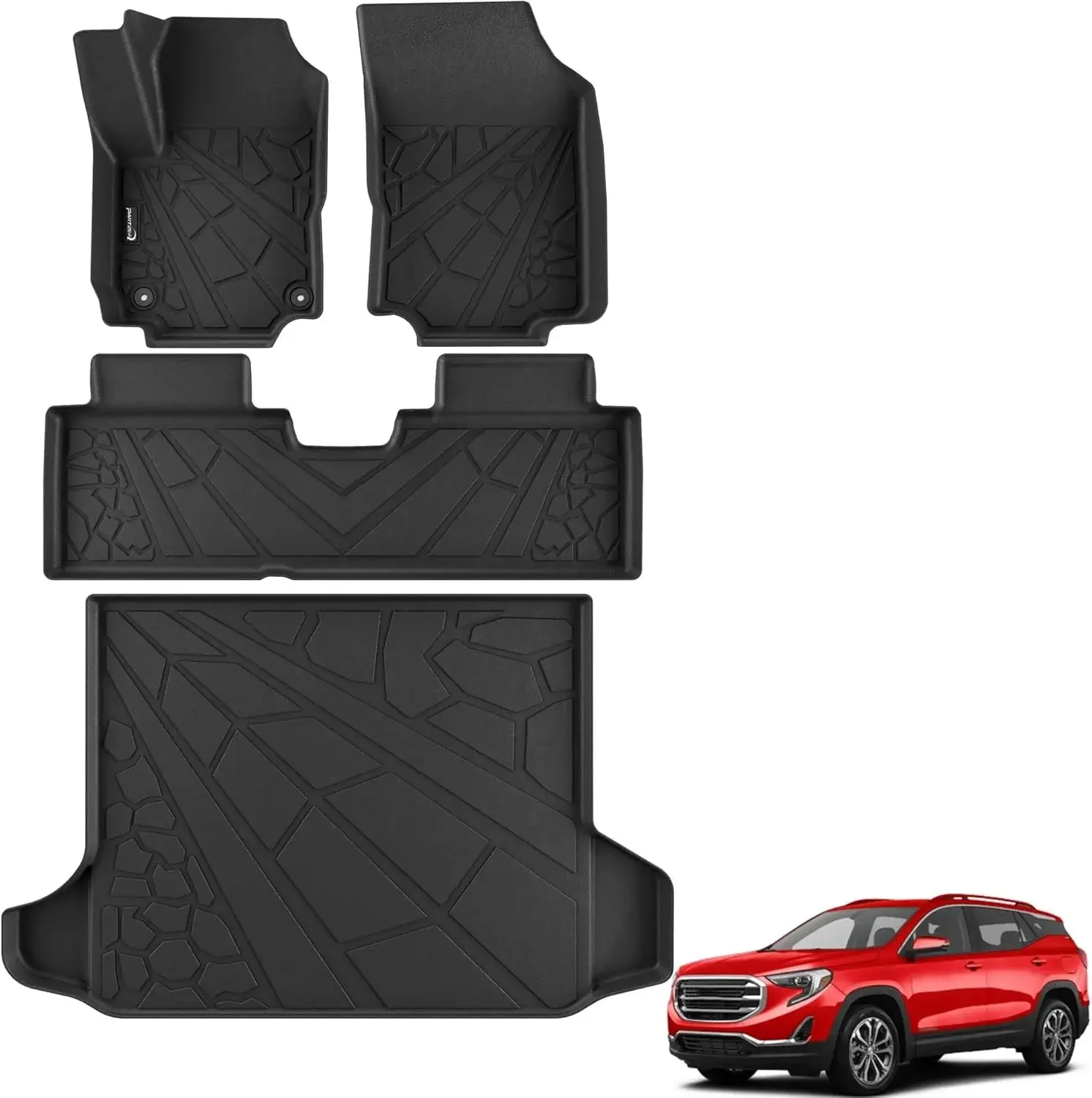 Floor Mats for Chevy Equinox/GMC Terrain 2018-2024 (Not fit EV Models), All Weather TPE Protection Floor Liners Accessories, 1st & 2nd Row & Cargo Liner