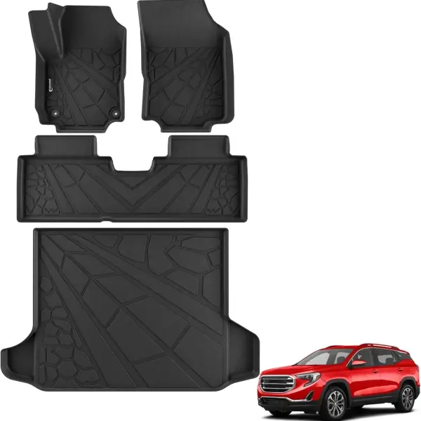 Floor Mats for Chevy Equinox/GMC Terrain 2018-2024 (Not fit EV Models), All Weather TPE Protection Floor Liners Accessories, 1st & 2nd Row & Cargo Liner