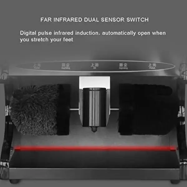 Automatic Electric Shoe Polisher Machine with Sensor - Vertical Shoe Shine & Dusting, Polishing, Oiling, Waxing - Ideal for Home, Hotels & Businesses - Sleek Black/Silver Design