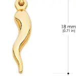 Ioka 14K Yellow Gold Cornicello Italian Horn Necklace Good Luck Charm Pendant with 0.8mm Box Chain