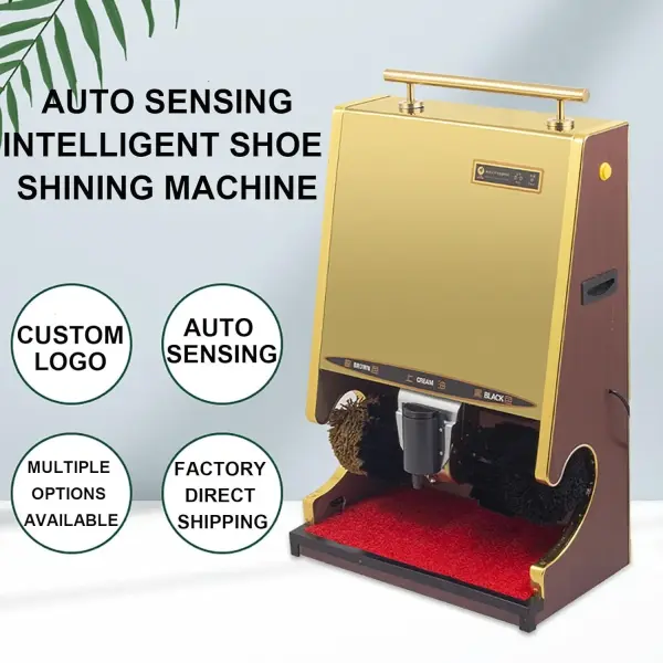 Electric Shoe Polisher Machine, 145W Fully Automatic Induction Shoe Polishing Machine, Stainless Steel Body, Polishing Fiber Soft Brush, Automatic Induction, for Home Hotel Bank