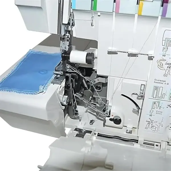Professional Heavy-Duty Overlocker Sewing Machine with 2-3-4-5 Stitch Capability, 150W, Coverstitch and Trim Trap, Foot Controller Included for Seamless Finishing