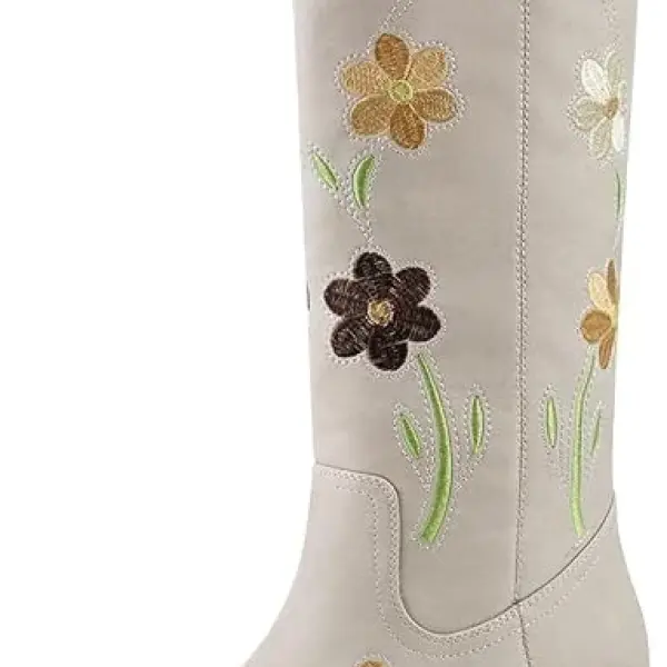 VBDB Women's Knee High Boots Square Toe Chunky Block Heel Long Boots for Women Comfortable Low Heel Womens Boots