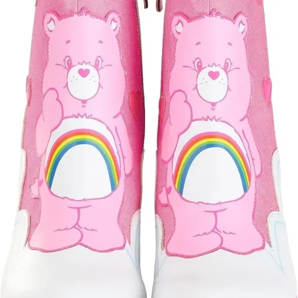 Pink Cheer Bear Care Bears Shoes, Pink Ankle Boots for Women, 80s Retro Boots