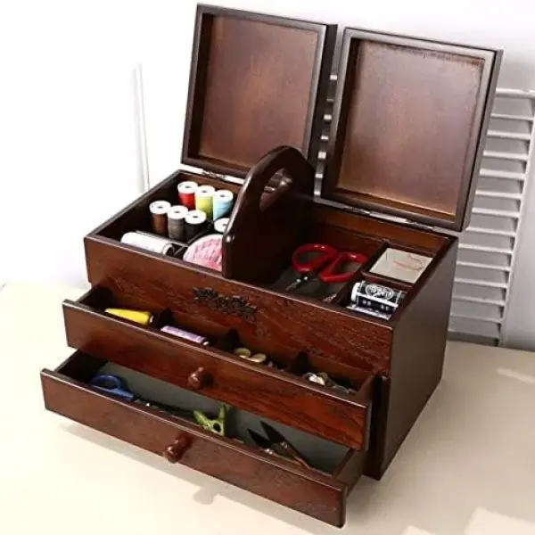 Sewing Box with Drawers - Portable Sewing Basket for Organization and Easy Carrying - Perfect for Home and Embroidery Tools