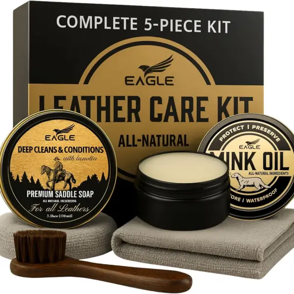 Leather Boot Care Kit – Mink Oil, Saddle Soap for Leather, Applicators & Cloth – Leather Care Kit, Boot Leather Care Kit, Leather Shoe Care Kit for Cowboy Boots, Work Boots, Shoes, and Tack
