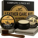 Leather Boot Care Kit – Mink Oil, Saddle Soap for Leather, Applicators & Cloth – Leather Care Kit, Boot Leather Care Kit, Leather Shoe Care Kit for Cowboy Boots, Work Boots, Shoes, and Tack