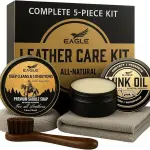 Leather Boot Care Kit – Mink Oil, Saddle Soap for Leather, Applicators & Cloth – Leather Care Kit, Boot Leather Care Kit, Leather Shoe Care Kit for Cowboy Boots, Work Boots, Shoes, and Tack