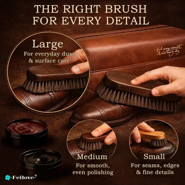 Shoe Care Kit – 16-in-1 Leather Shoe Polish, Cleaning & Conditioning Kit with Saddle Soap & Mink Oil – Black/Brown/Neutral Shoe Polish, 3 Horsehair Brushes – Premium Storage Bag – Gift for Men & Women
