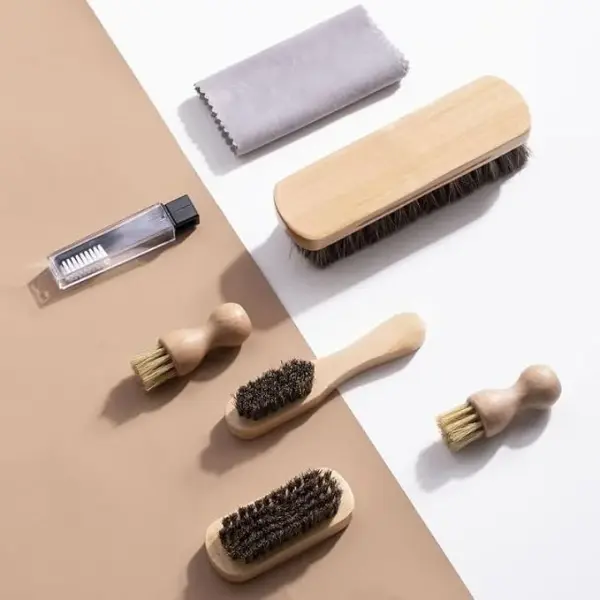 Wool Shoe Brush Set Beech Shine Shoes Maintenance and Care Set Shoe Polish Polish